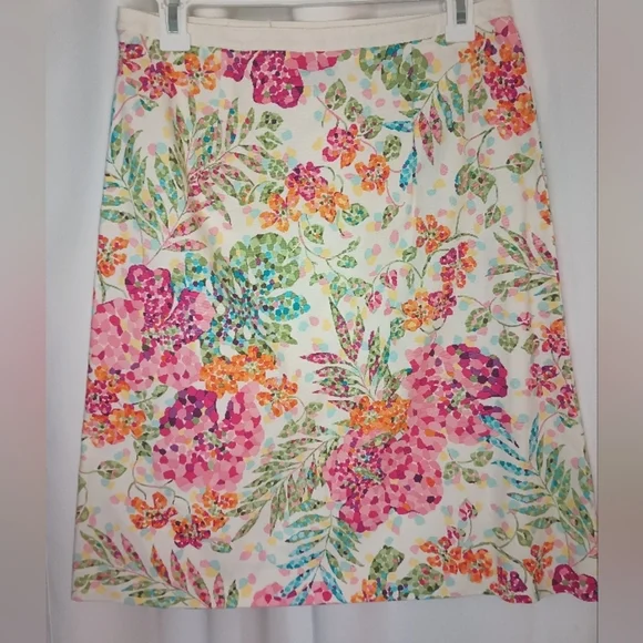 Talbots Bright Multicolor Floral Print Skirt Womens Size 6 A Line Knee Length - Picture 2 of 11